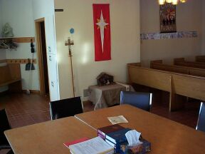 As you enter the nave, a display illustrates an aspect of the current season of the Church year